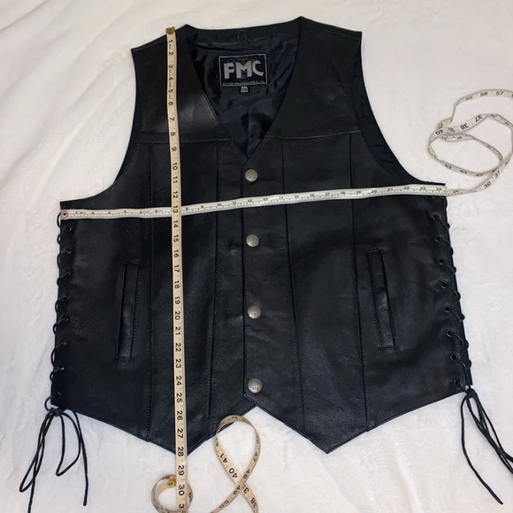 Men’s Leather Biker Vest XXL Black, FMC New, Genuine, Authentic - Picture 5 of 14